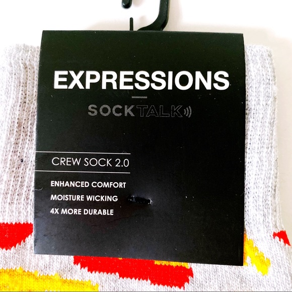 Expressions French Fry Fries Crew Socks Gray Red - Picture 2 of 5